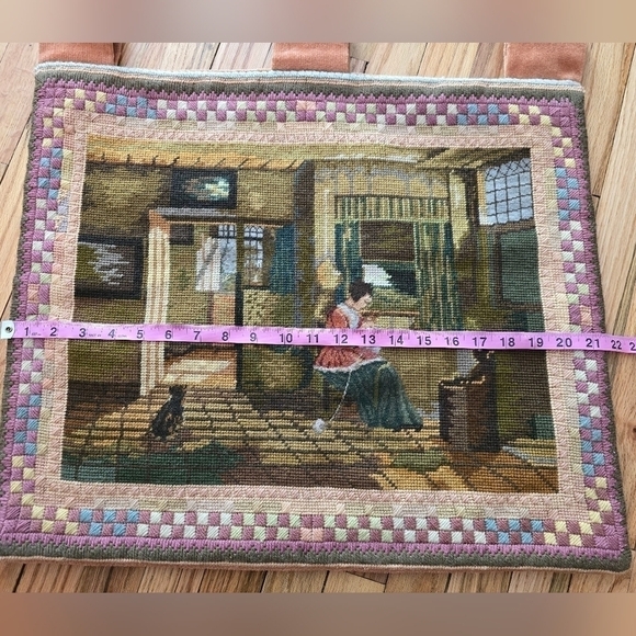 Antique Needlepoint Wall Hanging Tapestry Medium - Picture 4 of 5